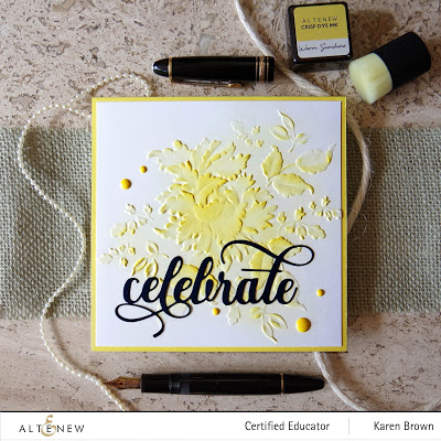 Yellow ink blending on dry embossing.