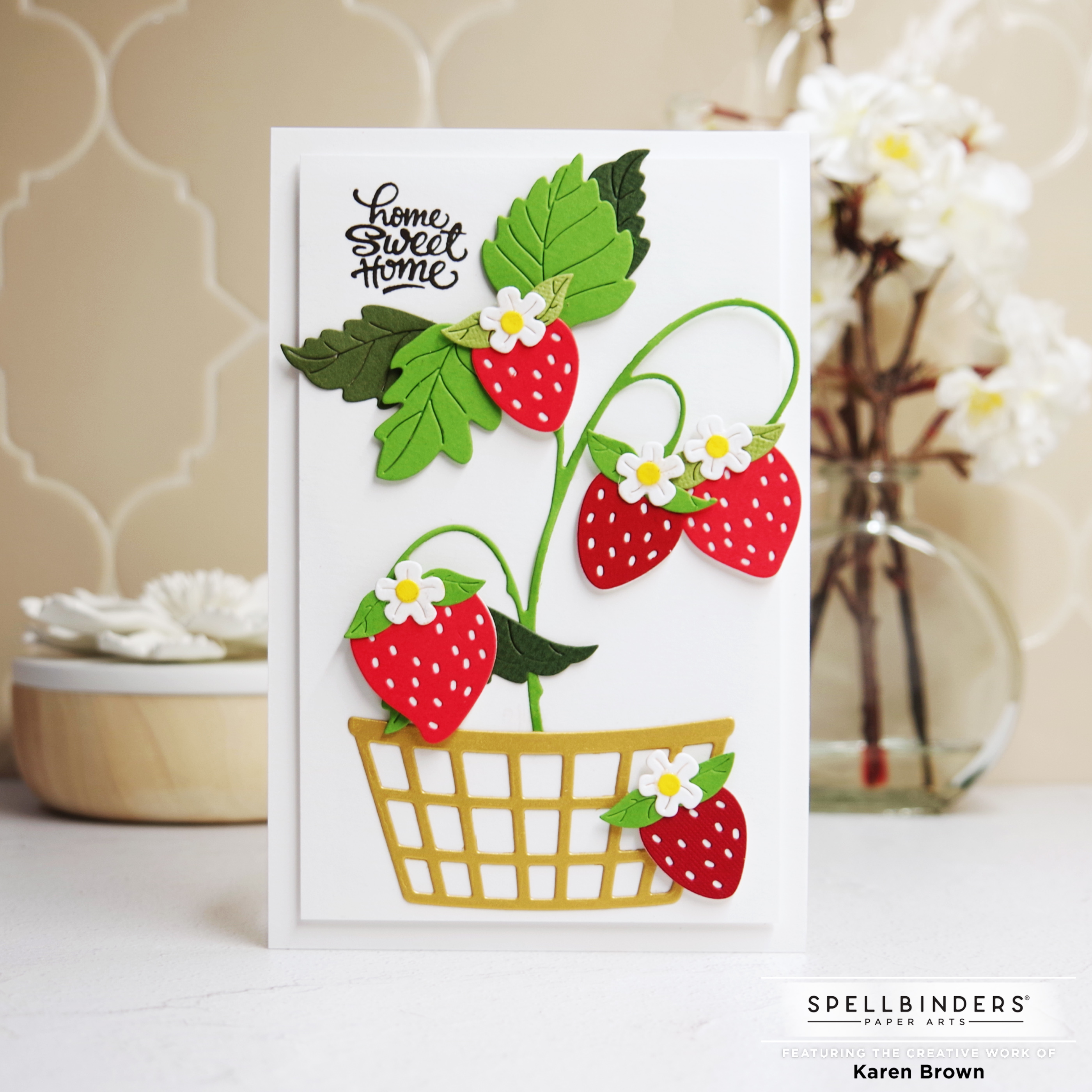 Spellbinders August 2022 Large Die of the Month Strawberry Patch Kit handmade card.