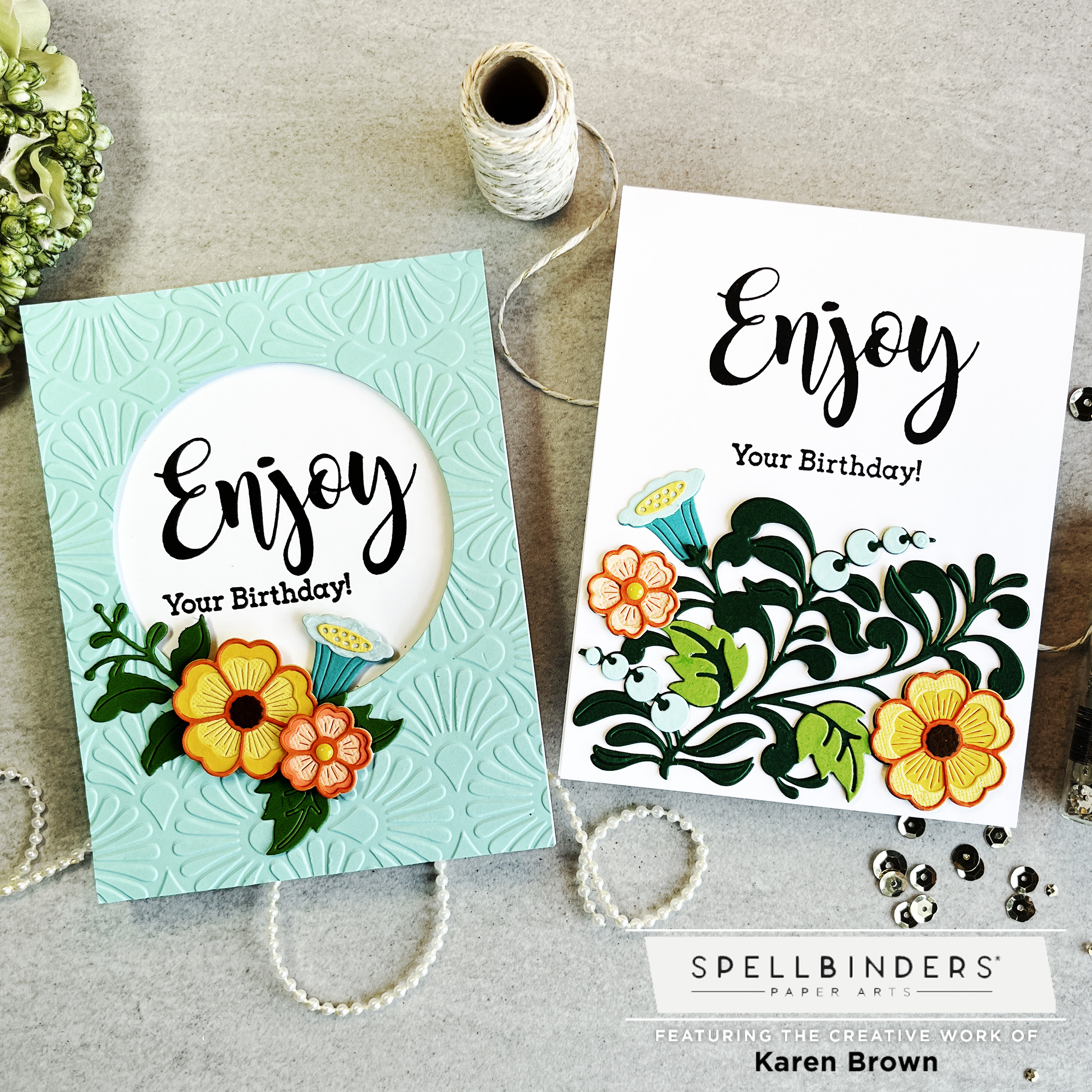 Spellbinders November 2022 Small Die of the Month Kit: Layered Floral Card Creator handmade card.