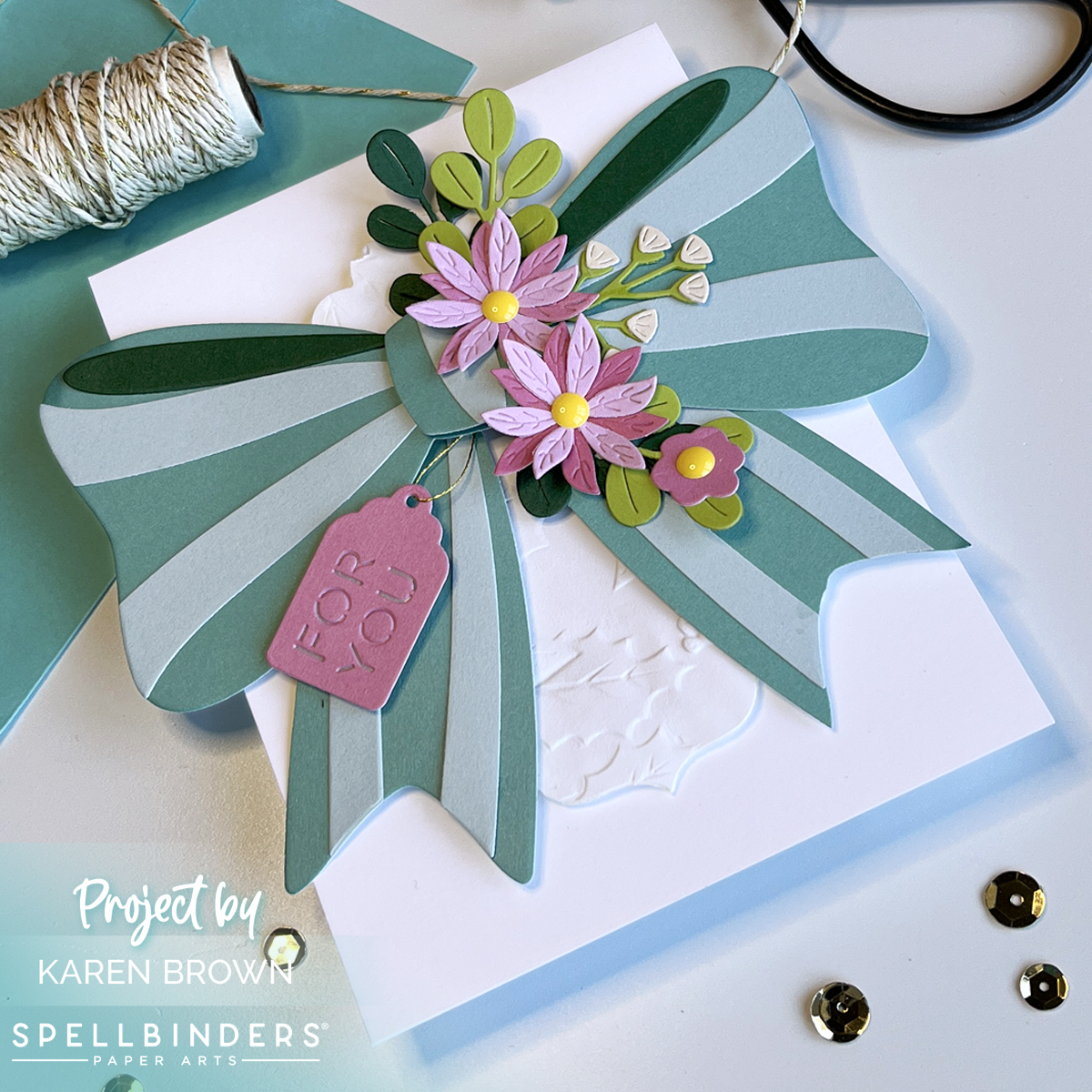 Spellbinders All Occasion die cut Bow + Petite Blooms and Sentiments