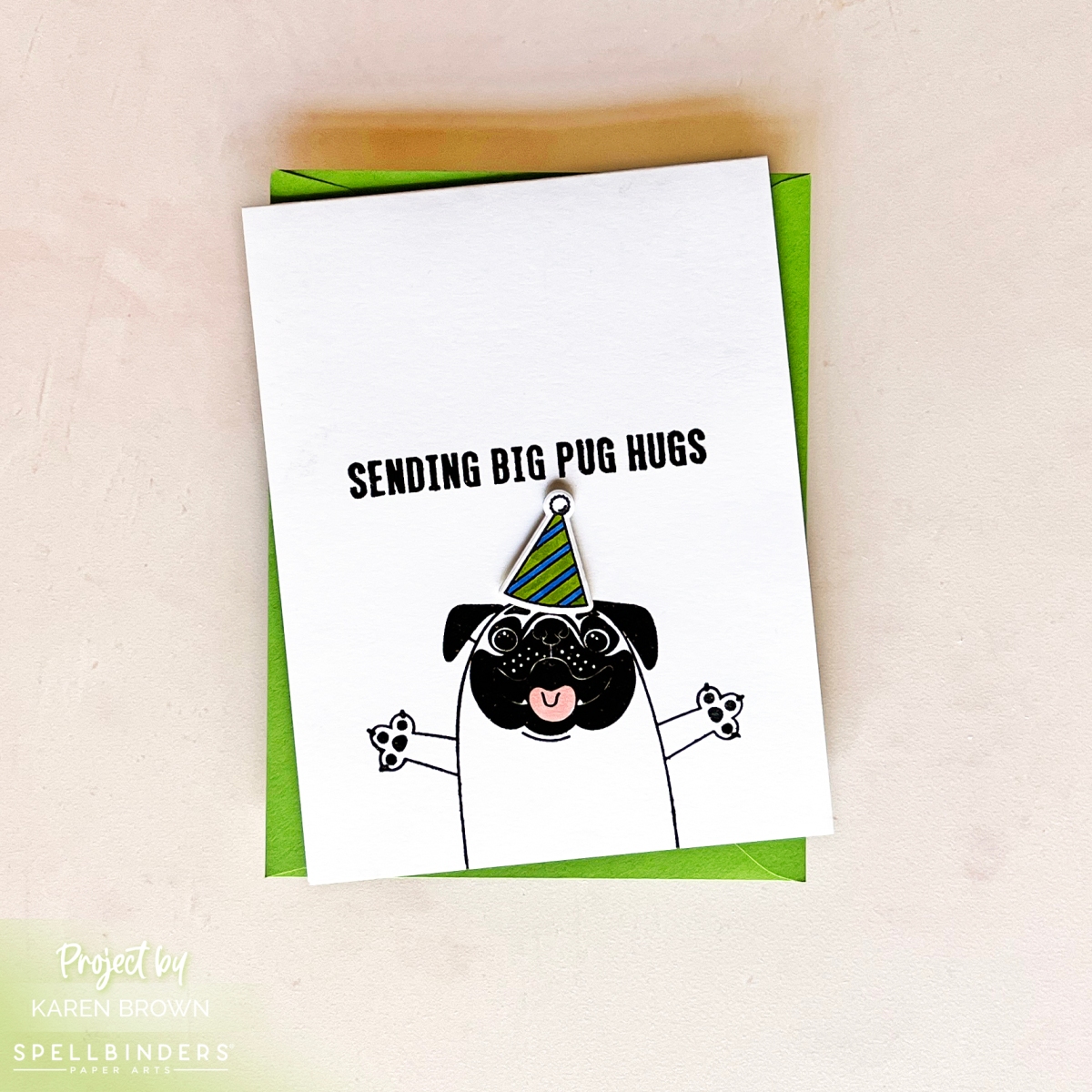 Simple Heat Embossed Pug Dog Card