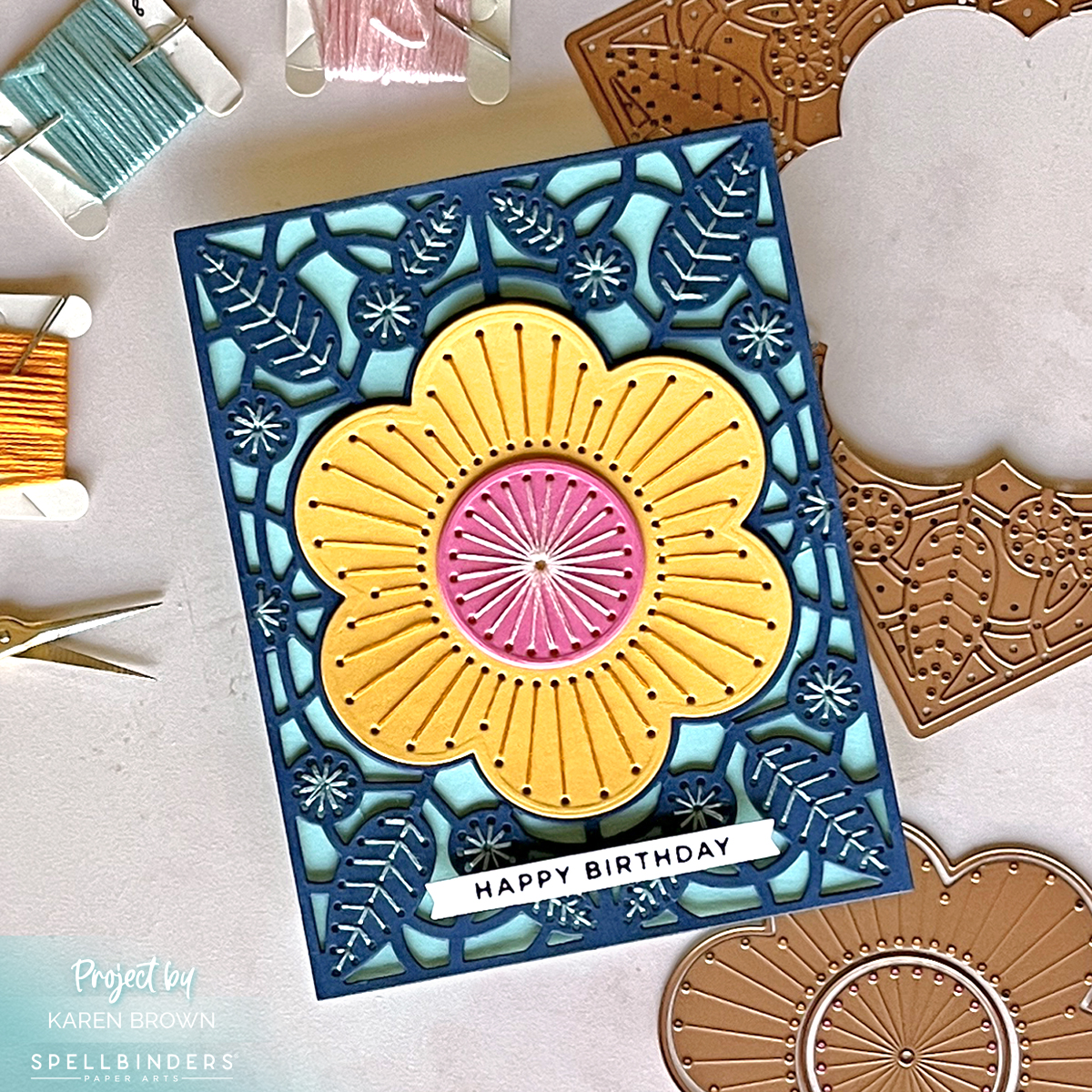 Floral stitched card
