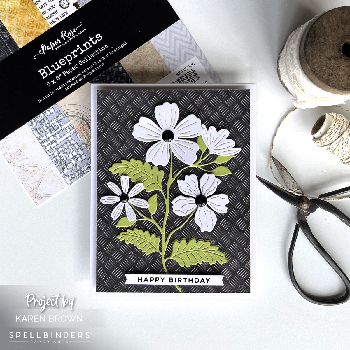 Easy printed paper card and scrapbooking backgrounds from Paper Rose's Blueprints collection